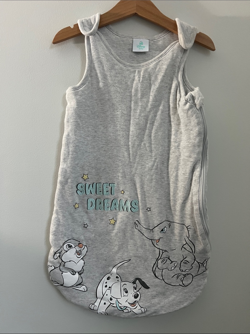 Disney | Baby Gray "Sweet Dreams" Embroidered Pajama Sleep Sack Size 3-6 Months